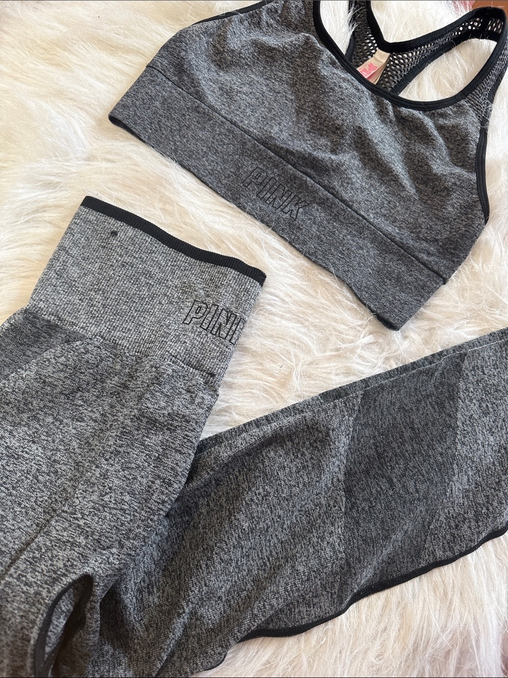 Pink XS Colorblock Workout Set like new grey black gray seamless